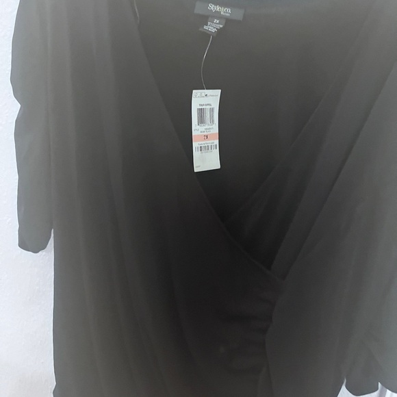 Style and Co Woman'ss black wrap top - Picture 1 of 6